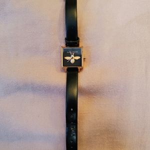 Olivia Burton black and rose gold bee watch